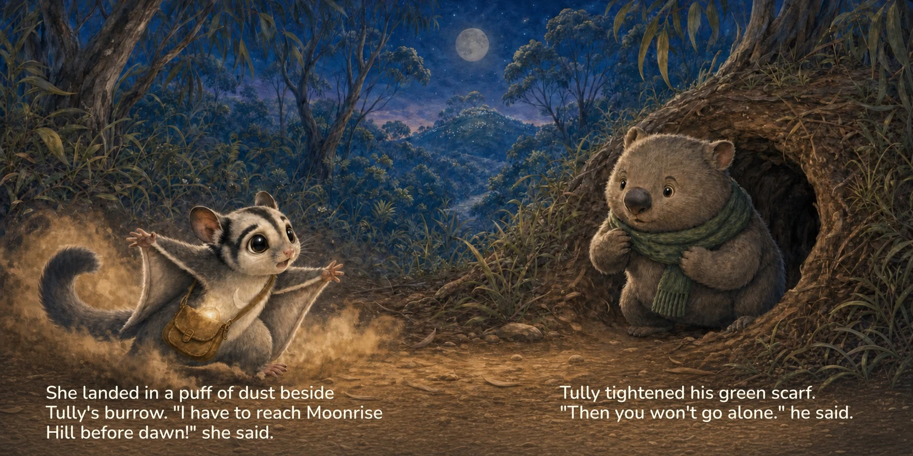 Pip arrives beside Tully’s burrow.