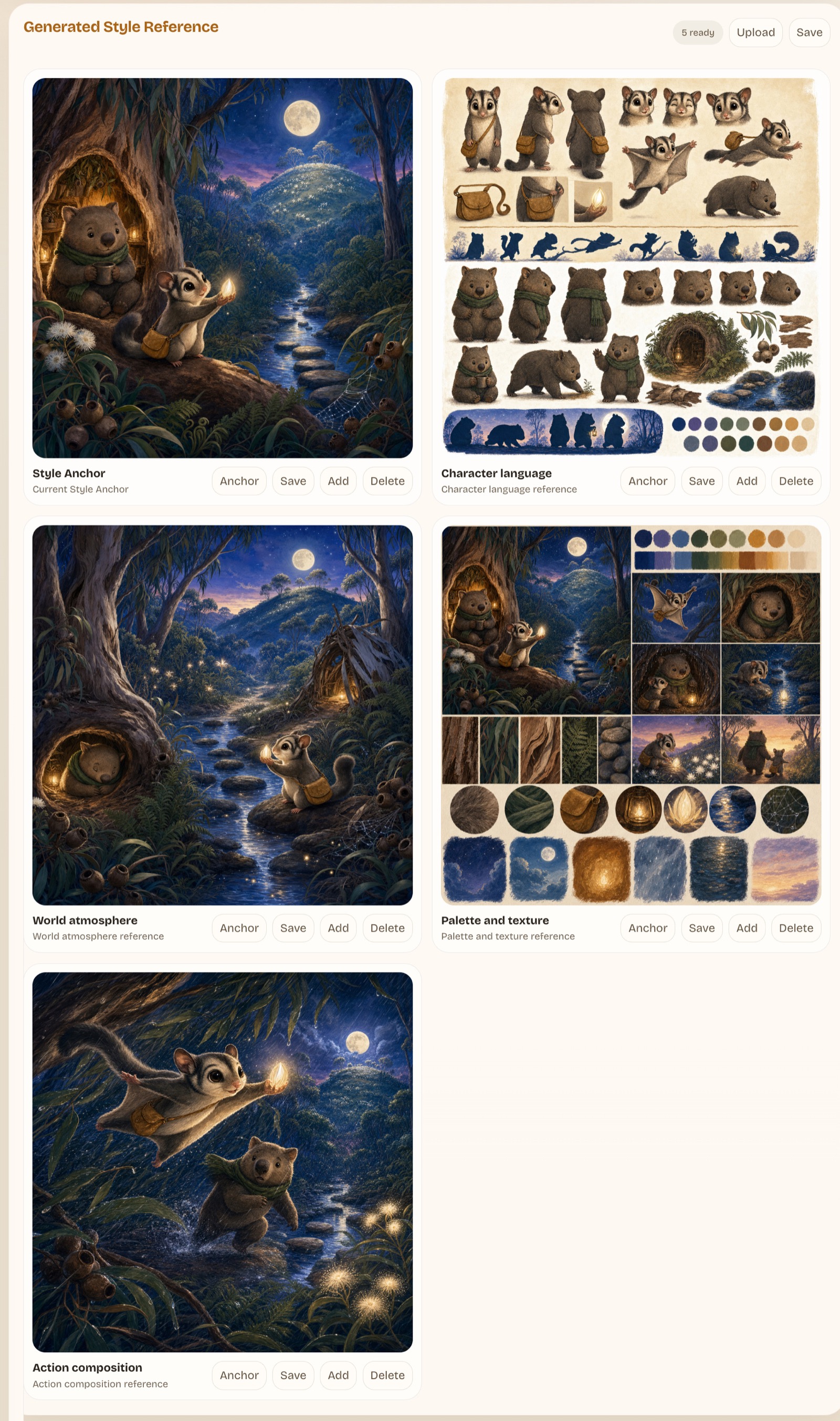 Limnforge style reference panel with five reference images